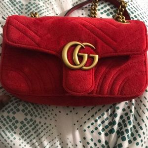 (Authentic) Gucci mini marmont red velvet